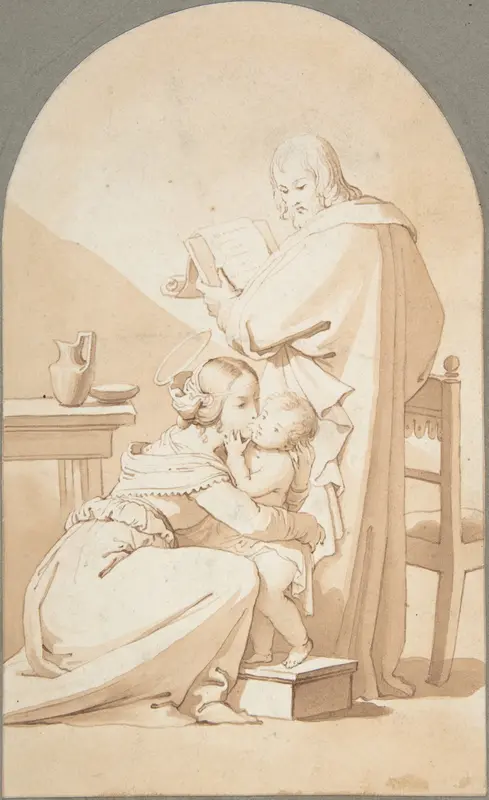 The Holy Family in an Interior Wall Art by E. La Touche - High-Resolution Digital Print