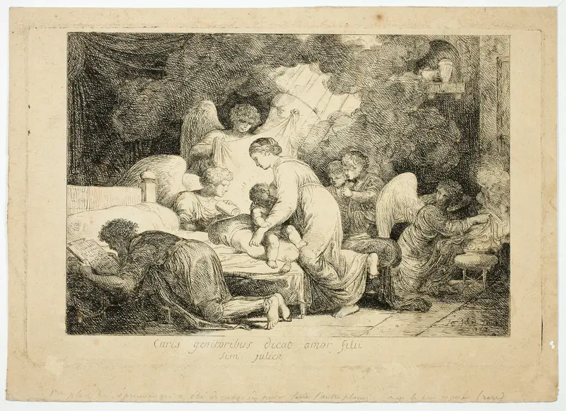 The Holy Family Served by Angels Wall Art by Simon Julien - High-Resolution Digital Print