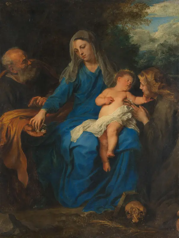 The Holy Family with a Female Saint in Adoration Wall Art by Unknown - High-Resolution Digital Print
