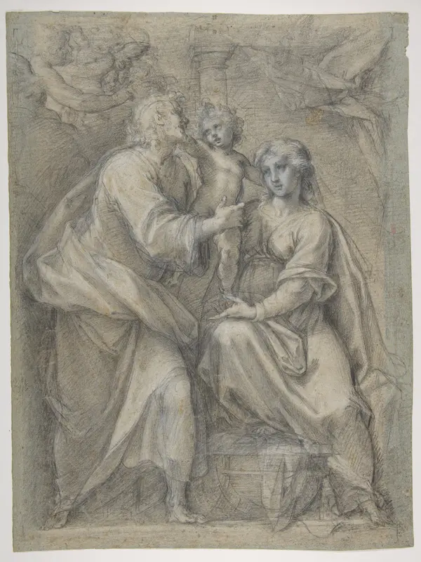 The Holy Family with Angels Wall Art by Pomarancio (Cristoforo Roncalli) - High-Resolution Digital Print