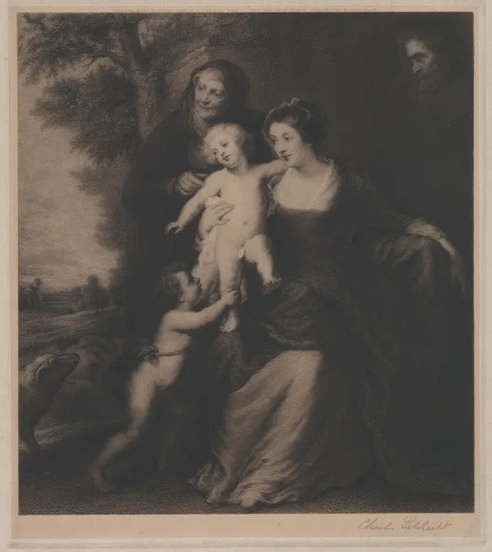 The Holy Family with Saint Anne and the infant Saint John the Baptist Wall Art by Charles Schlecht - High-Resolution Digital Print