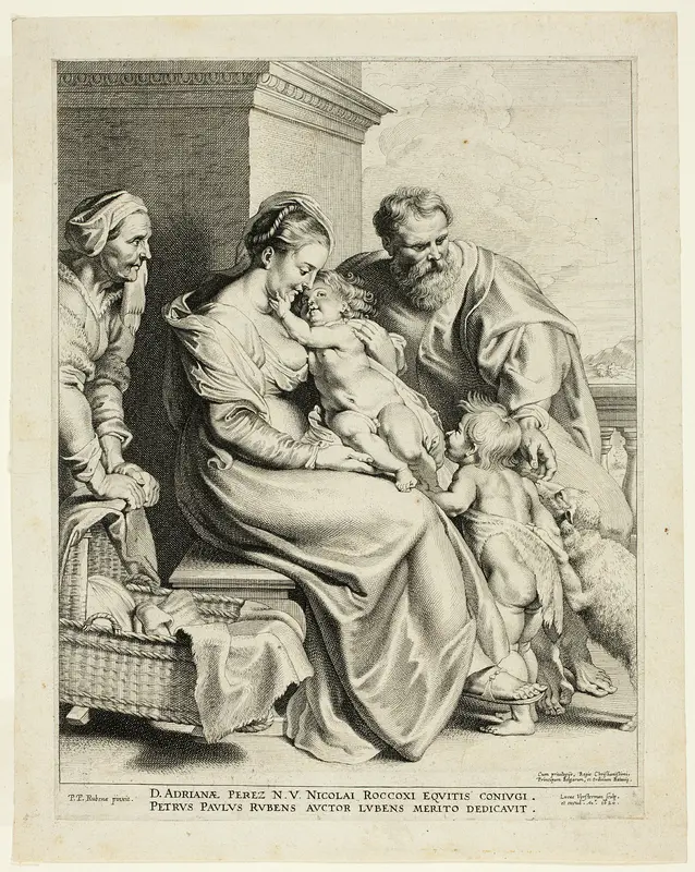 The Holy Family with Saint Elisabeth and the Infant John the Baptist Wall Art by Lucas Emil Vorsterman - High-Resolution Digital Print
