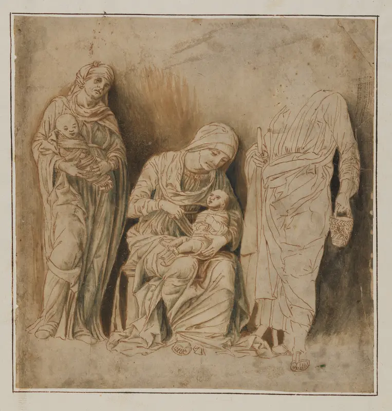 The Holy Family with Saint Elizabeth and the Infant John the Baptist Wall Art by Andrea Mantegna - High-Resolution Digital Print