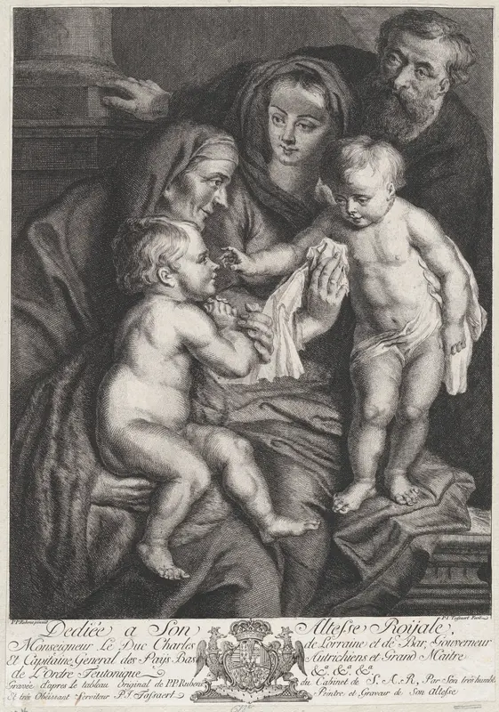 The Holy Family with Saint Elizabeth and the infant Saint John the Baptist Wall Art by Phillip Joseph Tassaert - High-Resolution Digital Print
