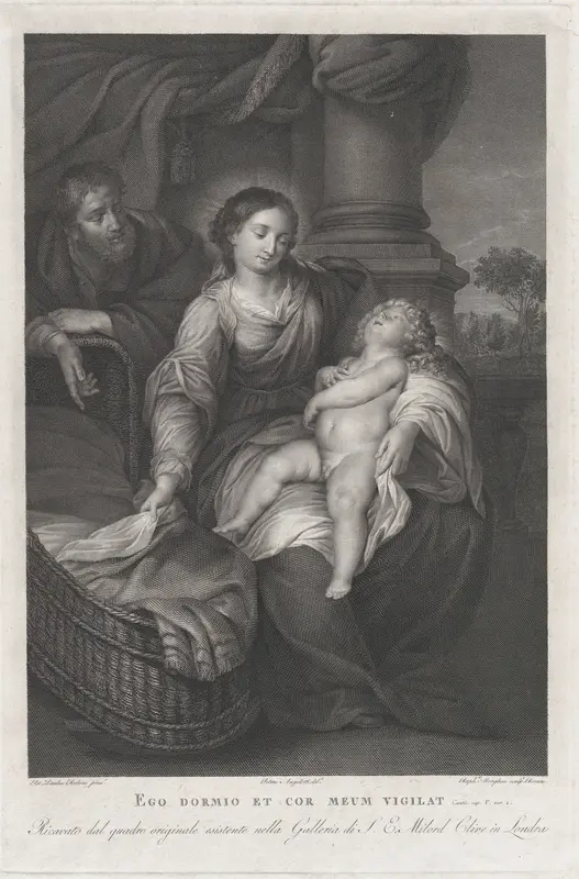 The Holy Family with Saint Elizabeth and the infant Saint John the Baptist, holding a goldfinch on a string Wall Art by Raphael Morghen - High-Resolution Digital Print
