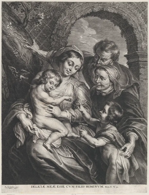The Holy Family with Saint Elizabeth and the infant Saint John the Baptist, holding a goldfinch on a string Wall Art by Schelte Adams à Bolswert - High-Resolution Digital Print