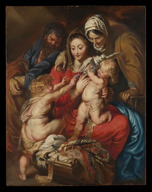 The Holy Family with Saint Elizabeth, Saint John, and a Dove Wall Art by Peter Paul Rubens - High-Resolution Digital Print