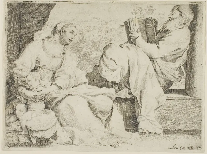 The Holy Family with Saint John the Baptist Wall Art by Annibale Carracci - High-Resolution Digital Print