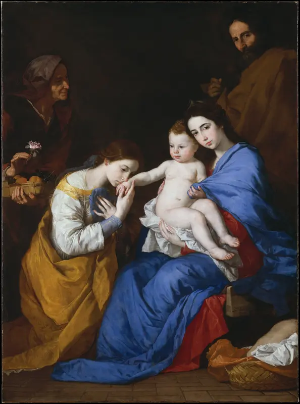 The Holy Family with Saints Anne and Catherine of Alexandria Wall Art by Jusepe de Ribera (called Lo Spagnoletto) - High-Resolution Digital Print