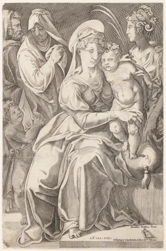 The Holy Family with St. Anne and St. Catherine Wall Art by Enea Vico - High-Resolution Digital Print