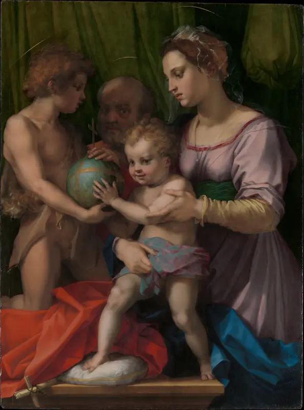 The Holy Family with the Young Saint John the Baptist Wall Art by Andrea del Sarto (Andrea d'Agnolo) - High-Resolution Digital Print