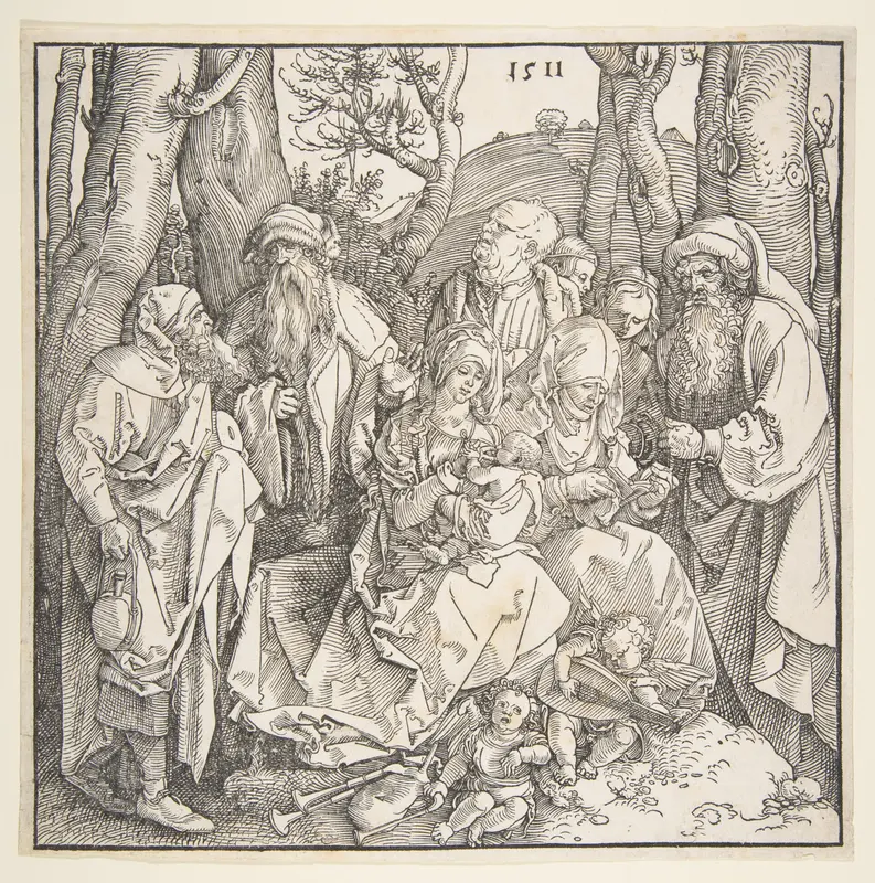 The Holy Kinship with Lute Playing Angels Wall Art by Albrecht Dürer - High-Resolution Digital Print