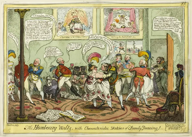 The Hombourg Waltz, with Characteristic Sketches of Family Dancing! Wall Art by George Cruikshank - High-Resolution Digital Print