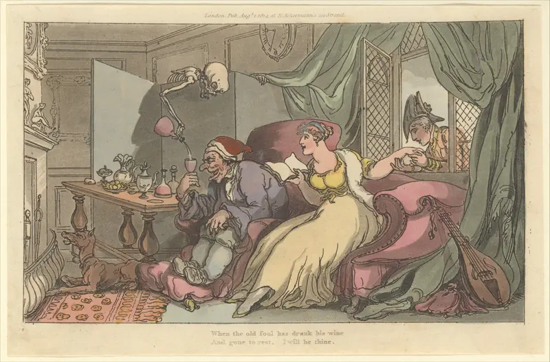 The Honey Moon (The English Dance of Death, plate 13) Wall Art by Thomas Rowlandson - High-Resolution Digital Print