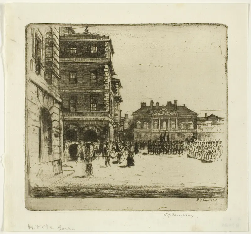 The Horse Guards, plate four from the London Set Wall Art by David Young Cameron - High-Resolution Digital Print