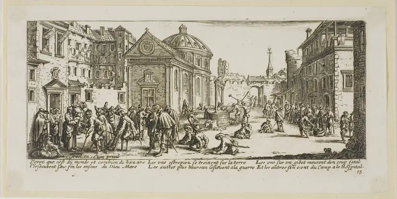 The Hospital, plate fifteen from The Large Miseries of War Wall Art by Gerrit Lucasz van Schagen - High-Resolution Digital Print