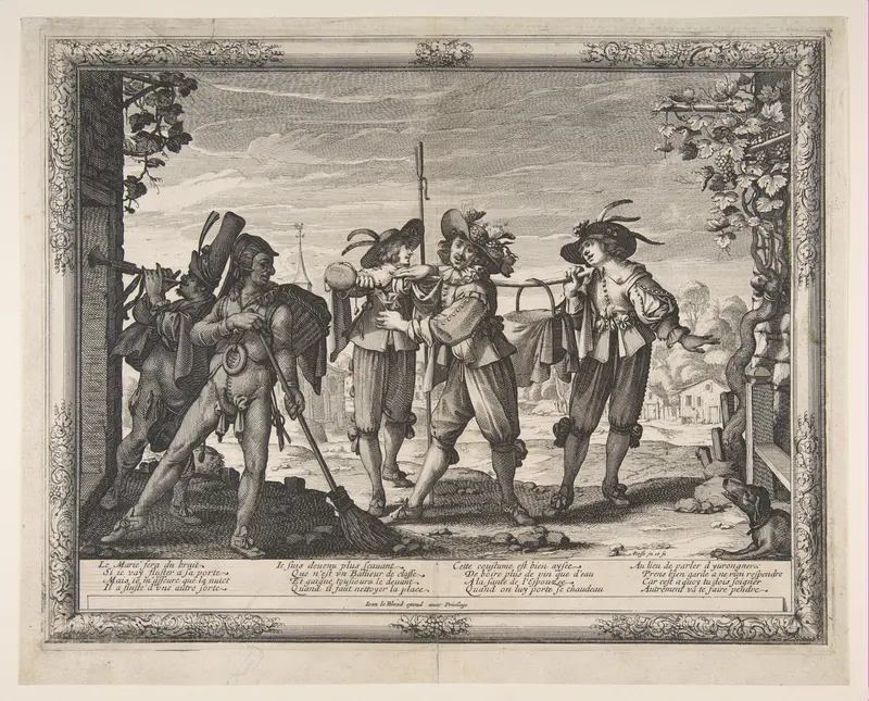The Hotpot Carried to the Newlyweds; or The Racket Wall Art by Abraham Bosse - High-Resolution Digital Print