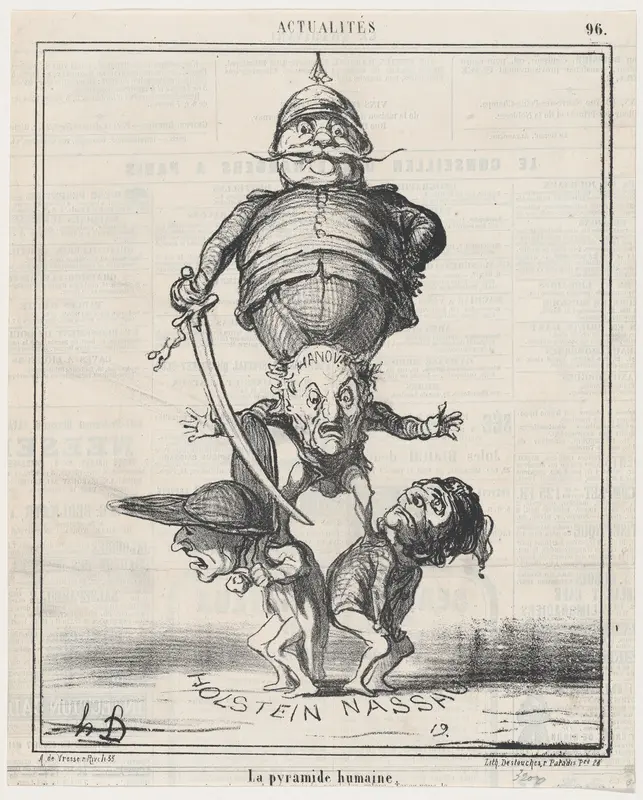 The human pyramid, from 'News of the day,' published in "Le Charivari" Wall Art by Honoré Daumier - High-Resolution Digital Print