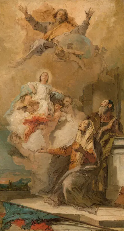 The Immaculate Conception (Joachim en Anna receiving the Virgin Mary from God the Father) Wall Art by Giovanni Battista Tiepolo - High-Resolution Digital Print