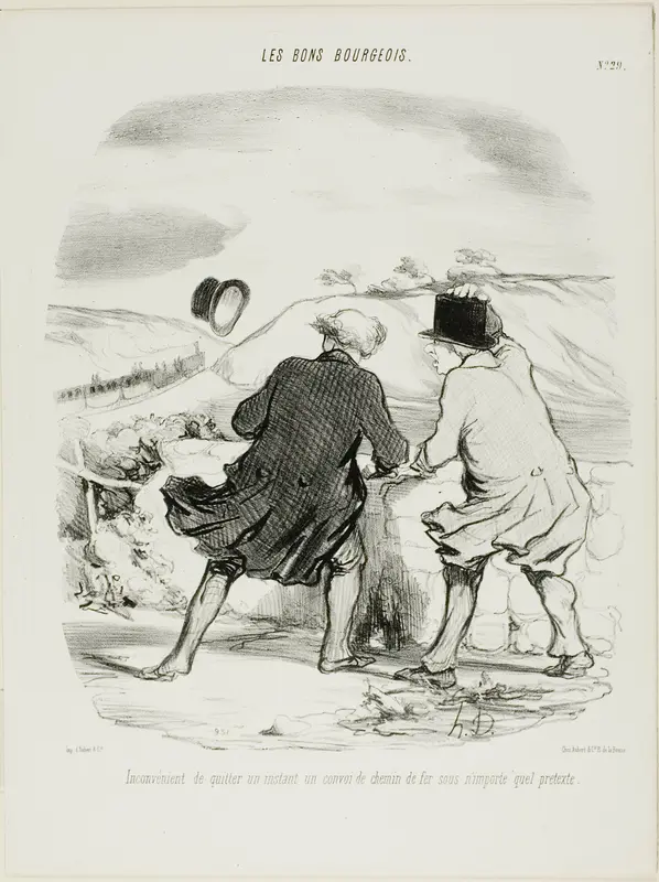 The inconvenience of leaving the train even only for a moment and for any pretext whatsoever, plate 29 from Les Bons Bourgeois