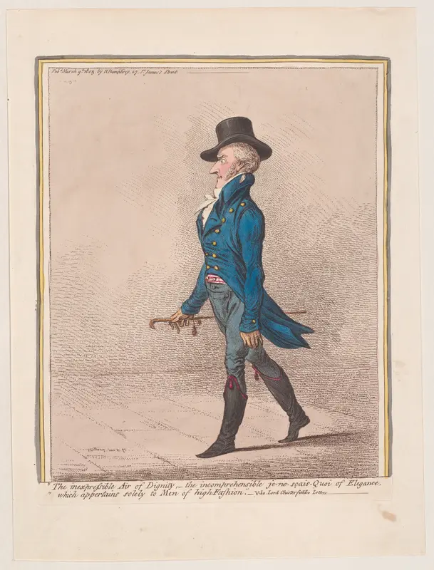 "The Inexpressible Air of Dignity,–the Incomprehensible je-ne-sais Quoi of Elegance, which Appertains Solely to Men of High Fashion."–Vide, Lord Chesterfield's Letters Wall Art by James Gillray - High-Resolution Digital Print