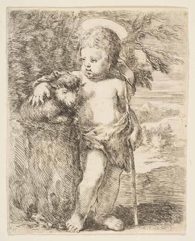 The Infant St. John the Baptist with his Lamb Wall Art by Stefano della Bella - High-Resolution Digital Print