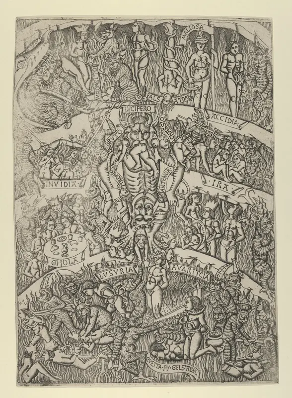 The Inferno according to Dante, after the Last Judgment fresco in the Campo Santo, Pisa Wall Art by Anonymous, Italian, Florentine, 15th century - High-Resolution Digital Print