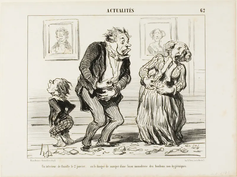 The Interior of a Family on January 2 - or the Danger of Consuming Immoderately Non-Hygienic Sweets, plate 62 from Actualités