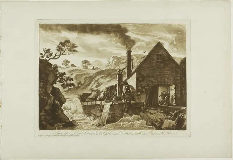 The Iron Forge between Dolgelli and Barmouth in Merioneth Shire, plate six from Twelve Views in North Wales