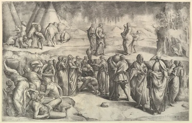 The Israelites Gathering Manna Wall Art by Battista Franco - High-Resolution Digital Print