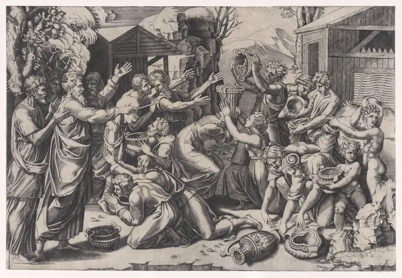 The Israelites Gathering Manna