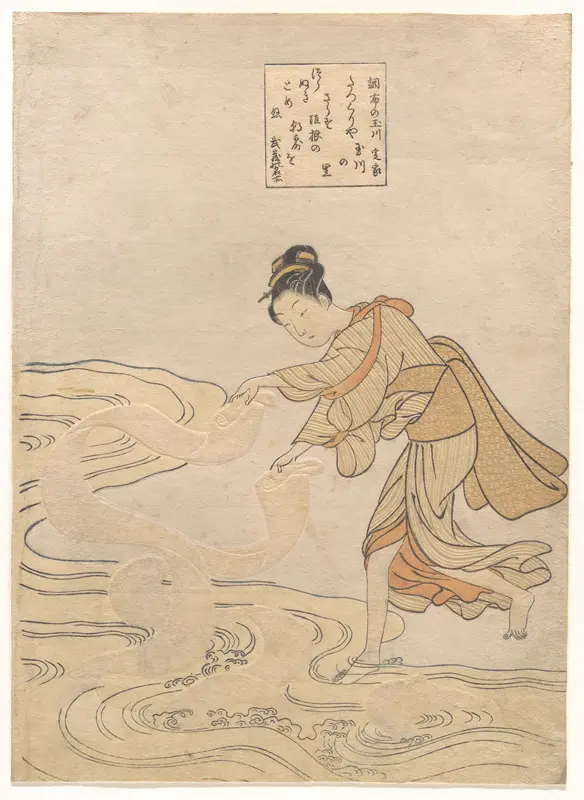 The Jewel River at Chōfu (Chōfu no Tamagawa) Wall Art by Suzuki Harunobu - High-Resolution Digital Print