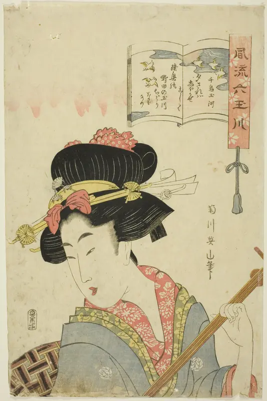 The Jewel River of Plovers (Chidori Tamagawa), from the series "Fashionable Six Jewel Rivers (Furyu Mu Tamagawa)"