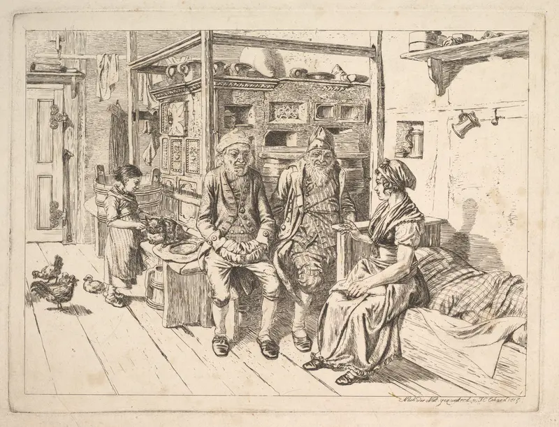 The Jewish Family Sitting Around the Stove Wall Art by Johann Christoph Erhard - High-Resolution Digital Print