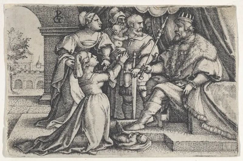 The Judgment of Solomon, from "Scenes from the Old Testament" Wall Art by Georg Pencz - High-Resolution Digital Print
