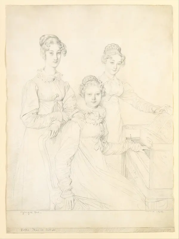 The Kaunitz Sisters (Leopoldine, Caroline, and Ferdinandine) Wall Art by Jean Auguste Dominique Ingres - High-Resolution Digital Print