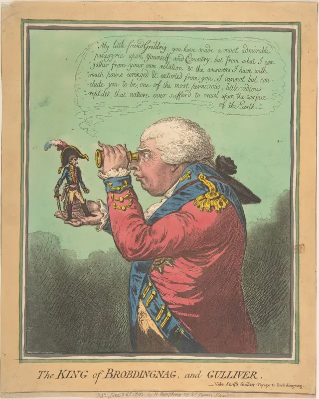 The King of Brobdingnag and Gulliver.–Vide. Swift's Gulliver: Voyage to Brobdingnag Wall Art by James Gillray - High-Resolution Digital Print