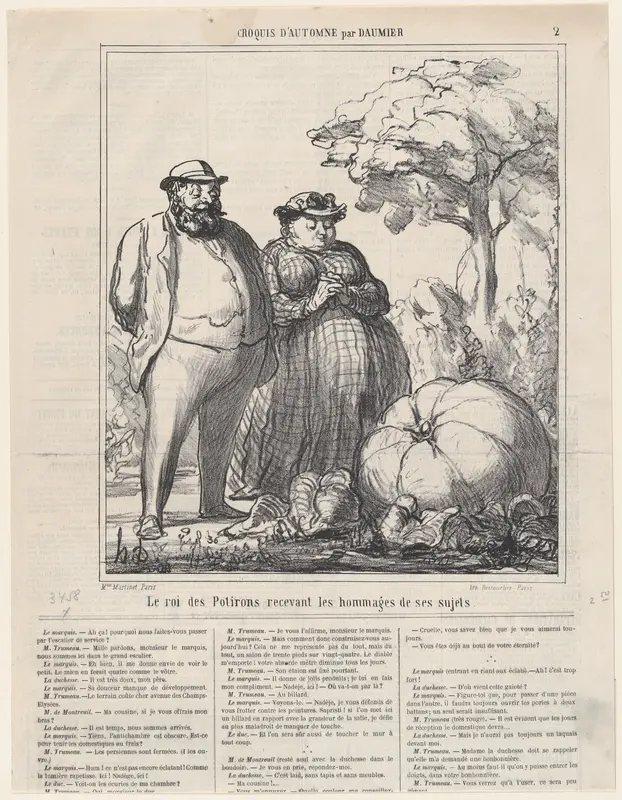 The king of pumpkins receiving the homage of his subjects, from "Autumn sketches" Wall Art by Honoré Daumier - High-Resolution Digital Print
