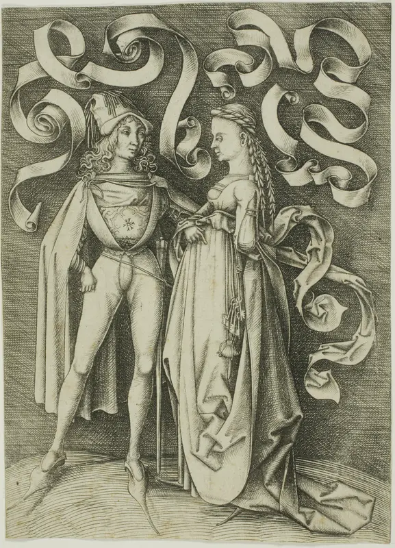 The Knight and the Lady Wall Art by Israhel van Meckenem, the younger - High-Resolution Digital Print