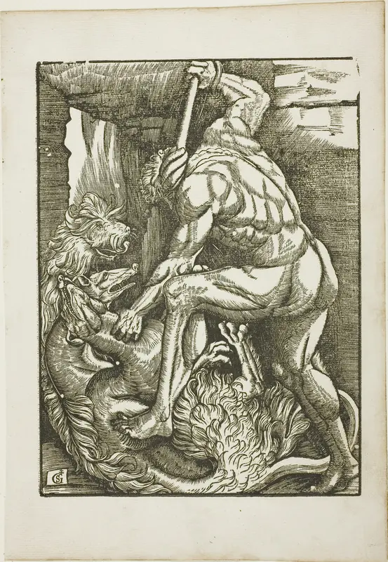 The Labors of Hercules: Bringing Cerberus from the Lower World Wall Art by Gabriel Salmon - High-Resolution Digital Print