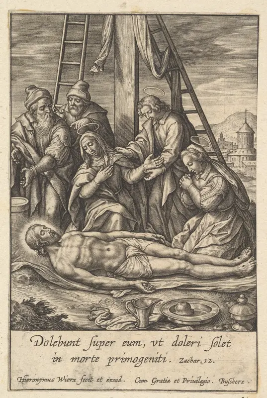 The Lamentation Wall Art by Hieronymus (Jerome) Wierix - High-Resolution Digital Print