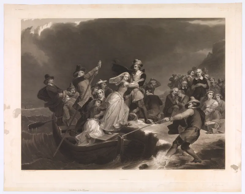 The Landing of the Pilgrims at Plymouth Rock, 1620 Wall Art by Joseph Andrews - High-Resolution Digital Print