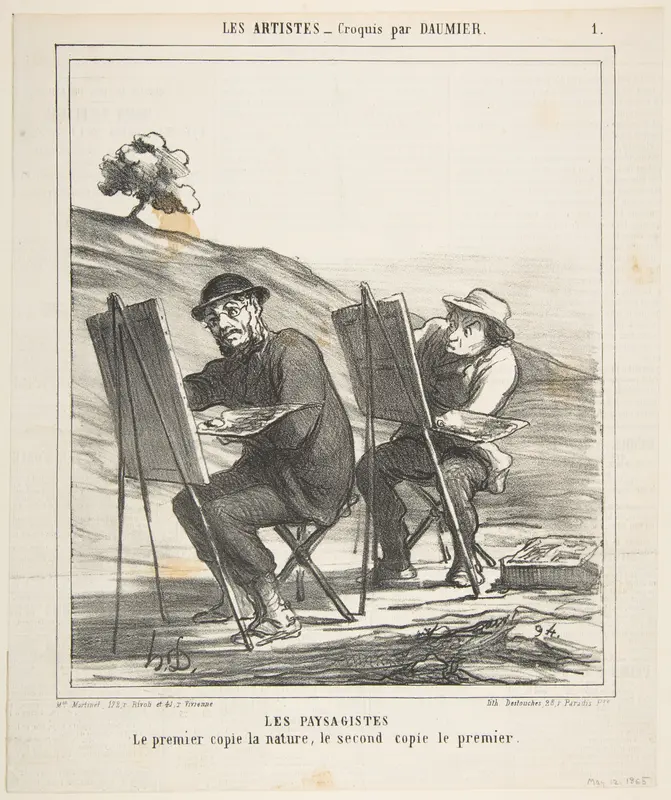 The landscape painters, the first copies nature, the second copies the first, from 'The artists,' published in Le Charivari, May 12, 1865 Wall Art by Honoré Daumier - High-Resolution Digital Print