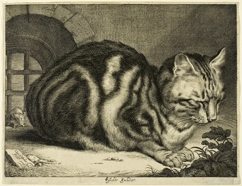 The Large Cat Wall Art by Cornelis Visscher - High-Resolution Digital Print