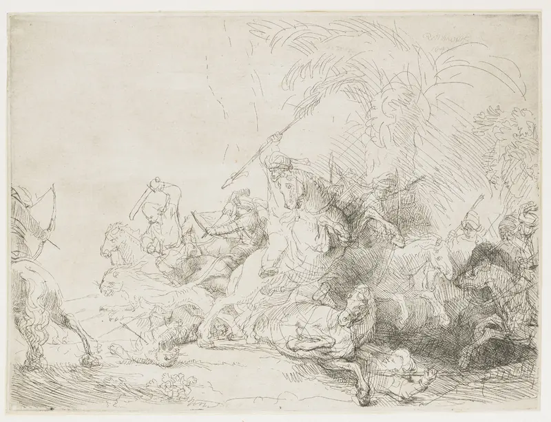 The Large Lion Hunt Wall Art by Unknown - High-Resolution Digital Print