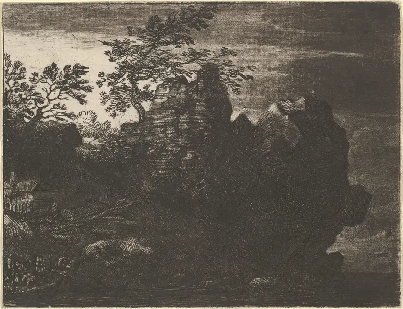 The Large Rock at the River Wall Art by Allart van Everdingen - High-Resolution Digital Print