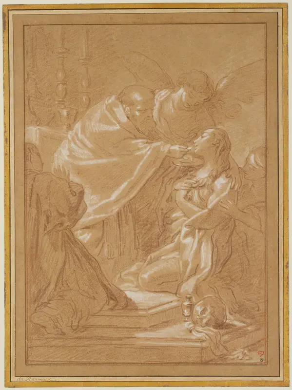 The Last Communion of St. Mary Magdalen, after Benedetto Luti Wall Art by Louis Jean Jacques Durameau - High-Resolution Digital Print