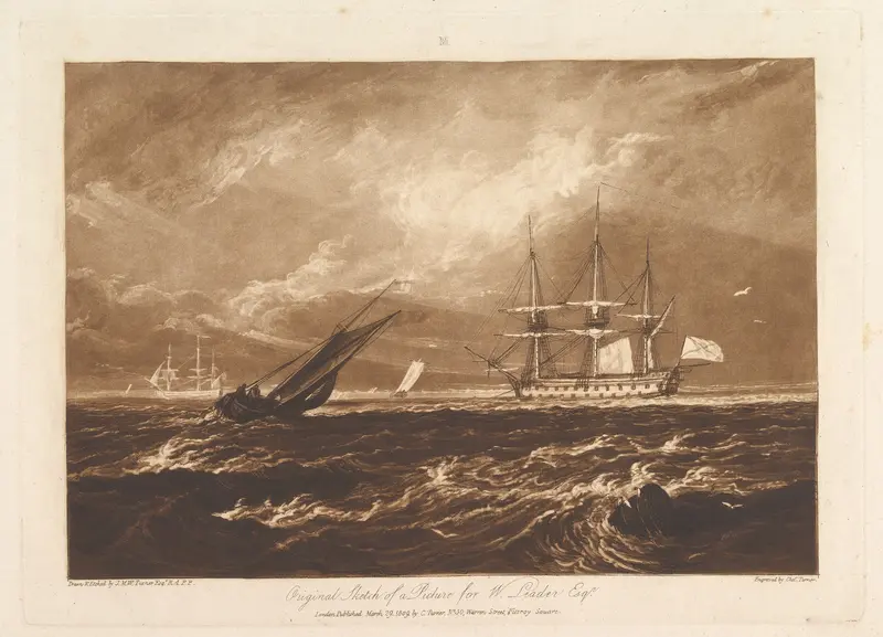 The Leader Sea Piece, part IV, plate 20 from "Liber Studiorum" Wall Art by Joseph Mallord William Turner - High-Resolution Digital Print