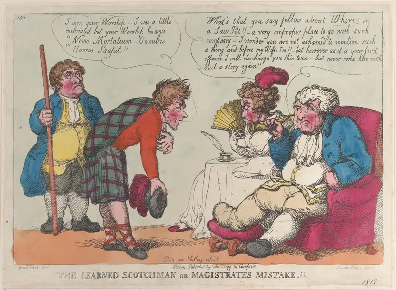 The Learned Scotchman or Magistrates Mistake.!! Wall Art by Thomas Rowlandson - High-Resolution Digital Print