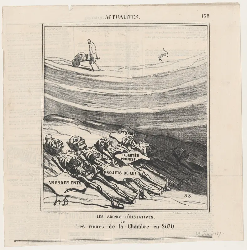 The legislative arena or the ruins of the Chamber of Deputies in the year 2870, from 'News of the day,' published in Le Charivari, June 27, 1870 Wall Art by Honoré Daumier - High-Resolution Digital Print